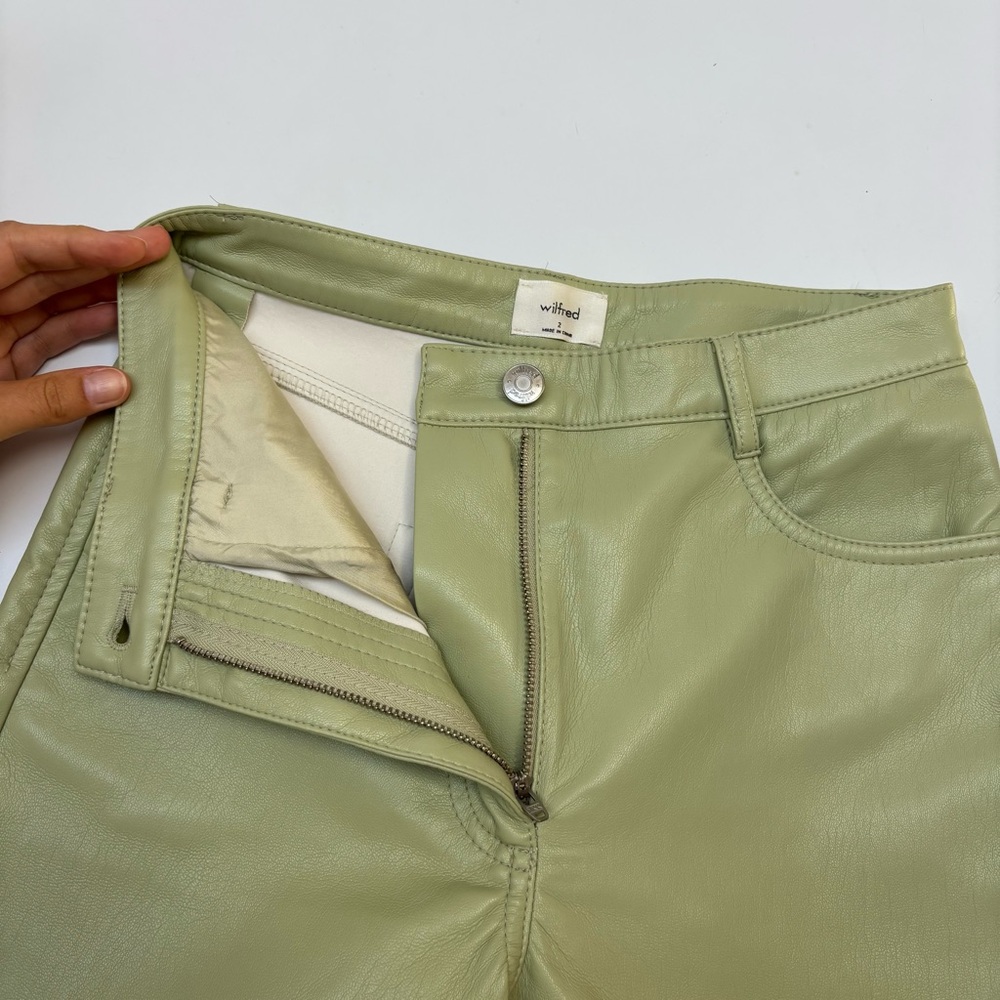 Wilfred Sage Green Leather Trousers